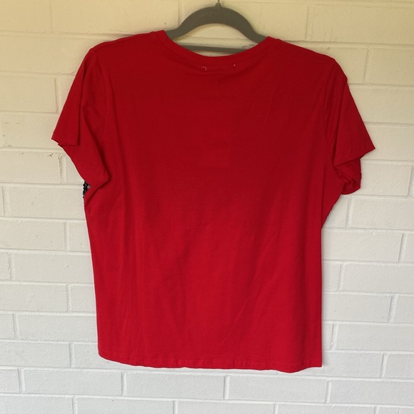 NWT LA DIOSA Fashion Red T-Shirt Top w/ Blue Sequins Embellishment Size XL - Picture 2 of 14